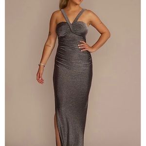 David’s Bridal halter sheath dress with bodice cutout. Size 16. Worn once.